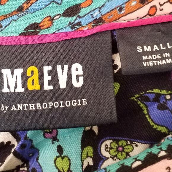 Maeve Anthropologie Womens Sz Small Collared Button Up Long Sleeve High Low Top - Picture 3 of 7